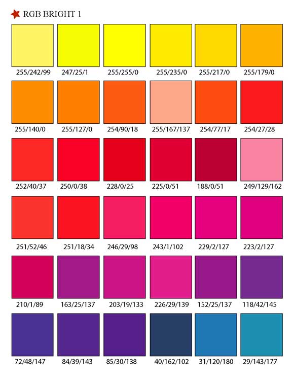Printable RGB Color Palette Swatches My Practical Skills My